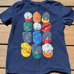 Gap Kids Navy Blue Baseball‎ Life Graphic Tee Organically Grown Cotton Size M